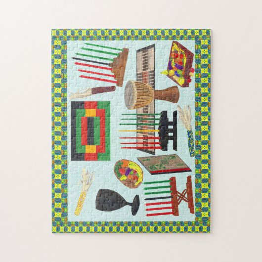 Verzamel "Round Kwanzaa Creations Symbols Puzzle Legpuzzel (Verticaal)