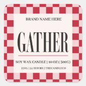 Verzamel Roze Rode Gingham Custom Thanksgiving Vierkante Sticker (Voorkant)