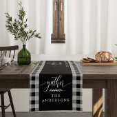 Verzamel Zwarte Buffalo Check Herfst Thanksgiving Korte Tafelloper