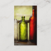 Verzamelaar - Flessen - Stilleven van drie flessen Visitekaartje (Achterkant)