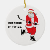 Verzamelaar Hockey Kerstman Keramisch Ornament (Voorkant)