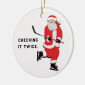 Verzamelaar Hockey Kerstman Keramisch Ornament (Links)