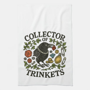 Verzamelaar van Trinkets Crow Illustratie Theedoek