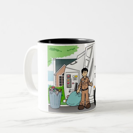 Verzamelaar voor afval, sanitaire stof - Mannelijk Tweekleurige Koffiemok (Voorkant links)