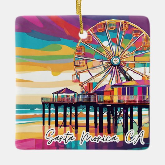 Verzamelbaar Kerstornament Santa Monica, CA Keramisch Ornament (Voorkant)