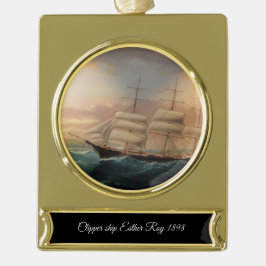 Verzamelbare Clipper Schip Esther Roy 1898 Verguld Banner Ornament