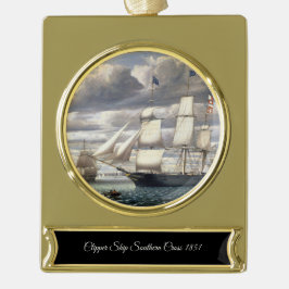 Verzamelbare Clipper Schip Zuiderkruis 1851 Verguld Banner Ornament