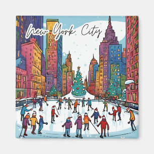 Verzamelbare Funky City Magnet - NYC Kersttijd