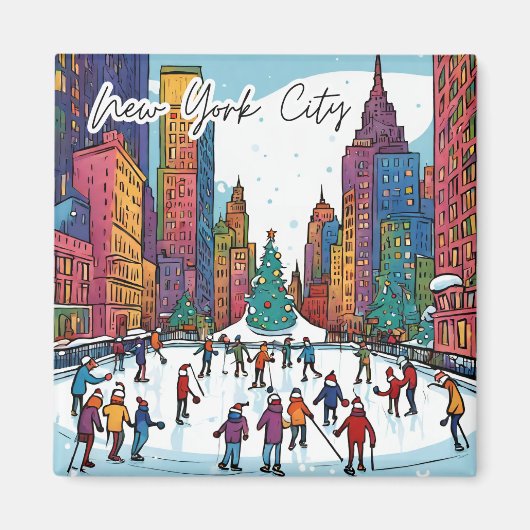 Verzamelbare Funky City Magnet - NYC Kersttijd (Voorkant)