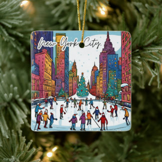 Verzamelbare Funky City Magnet - NYC Kersttijd Keramisch Ornament