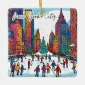 Verzamelbare Funky City Magnet - NYC Kersttijd Keramisch Ornament (Voorkant)