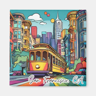 Verzamelbare Funky City Magnet - San Francisco