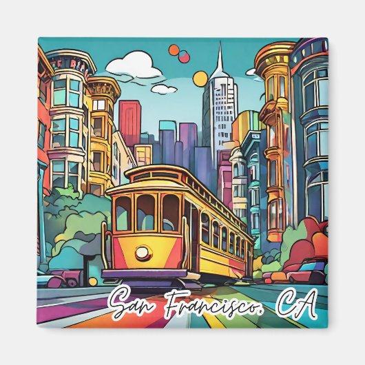 Verzamelbare Funky City Magnet - San Francisco (Voorkant)