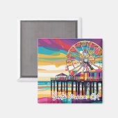 Verzamelbare Funky City Magnet- Santa Monica Magneet (Voorkant / Achterkant)