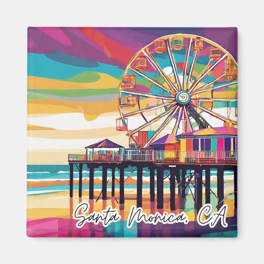 Verzamelbare Funky City Magnet- Santa Monica Magneet (Voorkant)