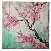 Verzamelbare Keramische Tegel, Kersenbloesems Prin Tegeltje (Voorkant)