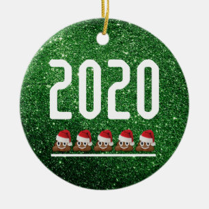 Verzamelbare poep Emoji COVID 2020 Kerstmis Keramisch Ornament