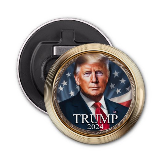 Verzamelcampagne Donald Trump 2024 Button Flesopener (Voorkant)