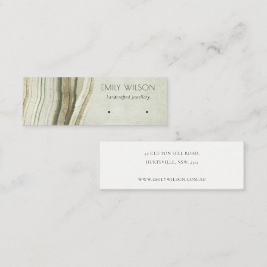 Verzameld groen blauw agaat, aardewerk mini visitekaartje (Voorkant / Achterkant)