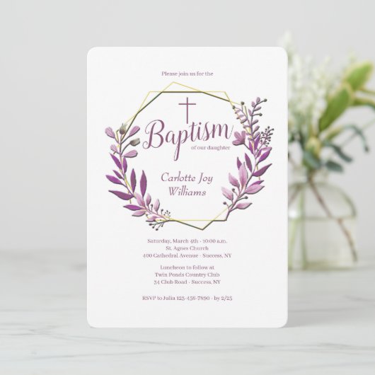 Verzameld samen religieuze uitnodigingen (roze) (Staand voorkant)