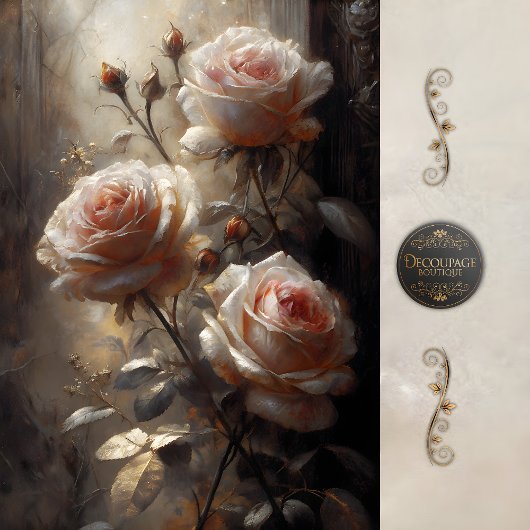 Verzamelde Blush Rozen Decoupage Tissuepapier
