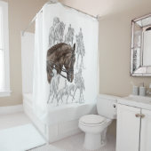 Verzamelde Dressage Horses FEI Douchegordijn (In situ)