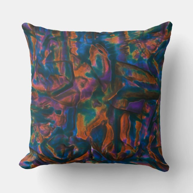 Verzamelde en gekleurde blauwe tinten van gerijpt  kussen (Voorkant)