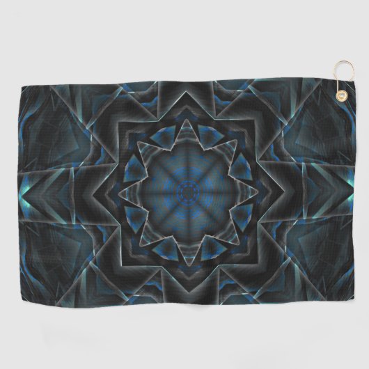 Verzamelde vuile blauwe kaleidoscoopversnelling golfhanddoek (Horizontaal)