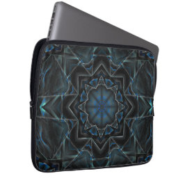 Verzamelde vuile blauwe kaleidoscoopversnelling laptop sleeve
