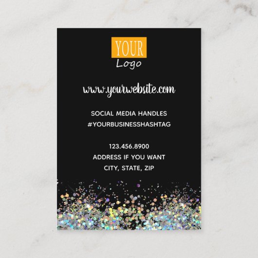 Verzamelen Faux Rainbow Metalitic Glitter Bus Visitekaartje (Achterkant)