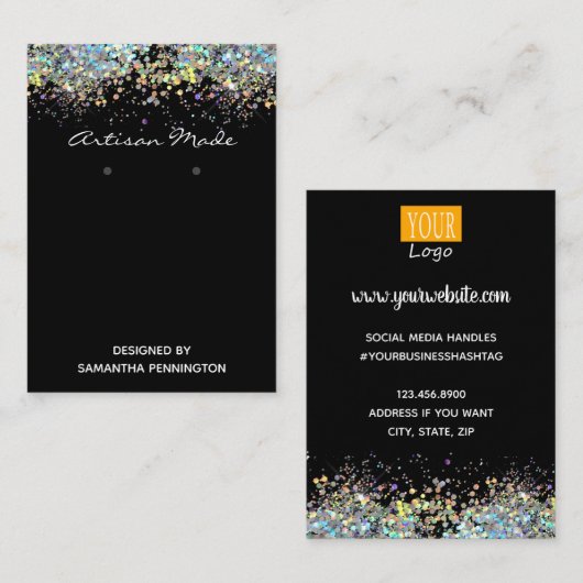 Verzamelen Faux-regenbooglitter Visitekaartje (Voorkant / Achterkant)