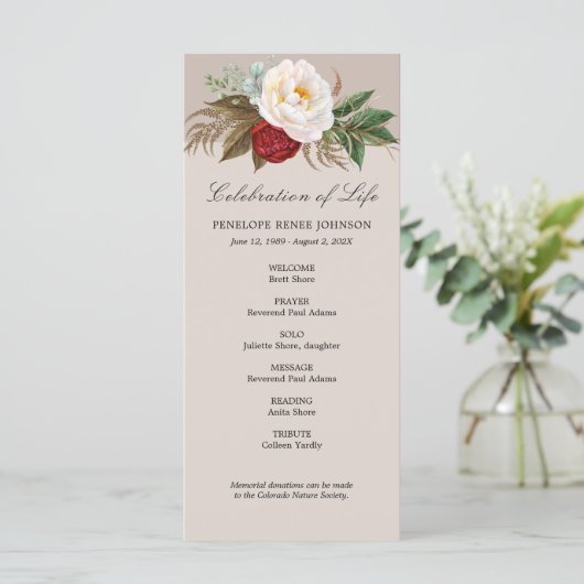 Verzamelen van bloemen - Viering van het Life-prog Programmakaart (Staand voorkant)