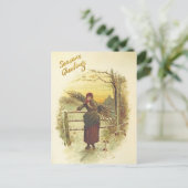 Verzamelen van de winter brandstof kerst briefkaar feestdagenkaart (Staand voorkant)