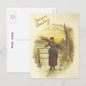 Verzamelen van de winter brandstof kerst briefkaar feestdagenkaart (Voorkant / Achterkant)