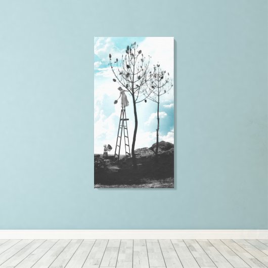 Verzamelen van dennenappels canvas afdruk (Insitu (Houten vloer))