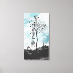 Verzamelen van dennenappels canvas afdruk