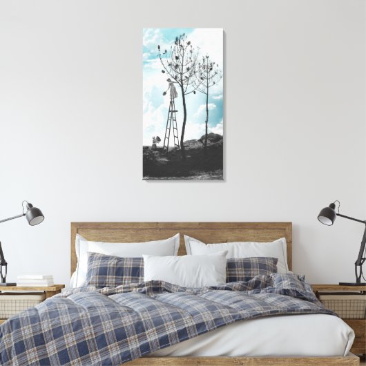 Verzamelen van dennenappels canvas afdruk (Insitu (Slaapkamer))