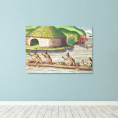 Verzamelen van gewassen voor de kust van de Gemeen Canvas Afdruk (Insitu (Houten vloer))