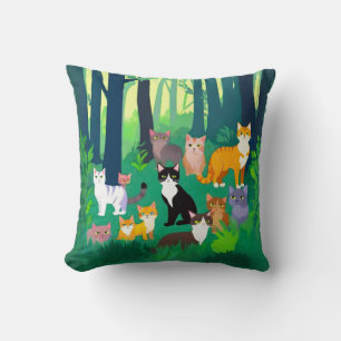 Verzamelen van katten in een schaduwrijke bos Glad Kussen