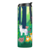 Verzamelen van katten in een schaduwrijke bos Glad Thermosbeker (Gedraaid links)