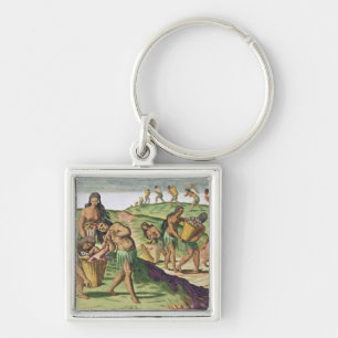 Verzamelen van voedsel voor het gemeentelijke esto sleutelhanger