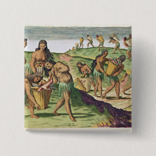 Verzamelen van voedsel voor het gemeentelijke esto vierkante button 5,1 cm