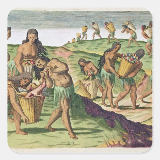 Verzamelen van voedsel voor het gemeentelijke esto vierkante sticker (Voorkant)