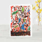 Verzamelen van vogels in een boom notitiekaart (Gele Bloem)