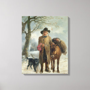 Verzamelen van winterbrandstof canvas afdruk