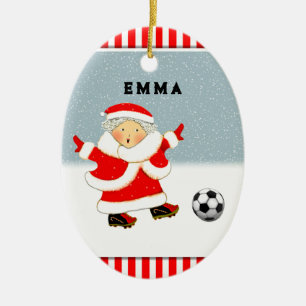 Verzamelfiguur voor meisjesvoetbal met Kerst Keramisch Ornament