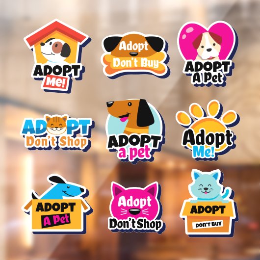 Verzameling Adopt A Pet Cat of Dog Salon Raamsticker (Vel 2)