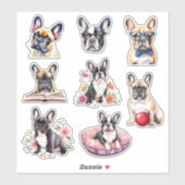 Verzameling Adorable Franse Bulldog Sticker (Vel)