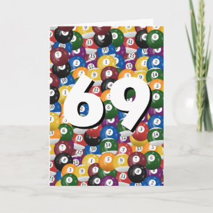 Verzameling Biljartballen 69e Verjaardag Kaart