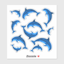 Verzameling Blauwe Dolfijnen Vorm Sticker